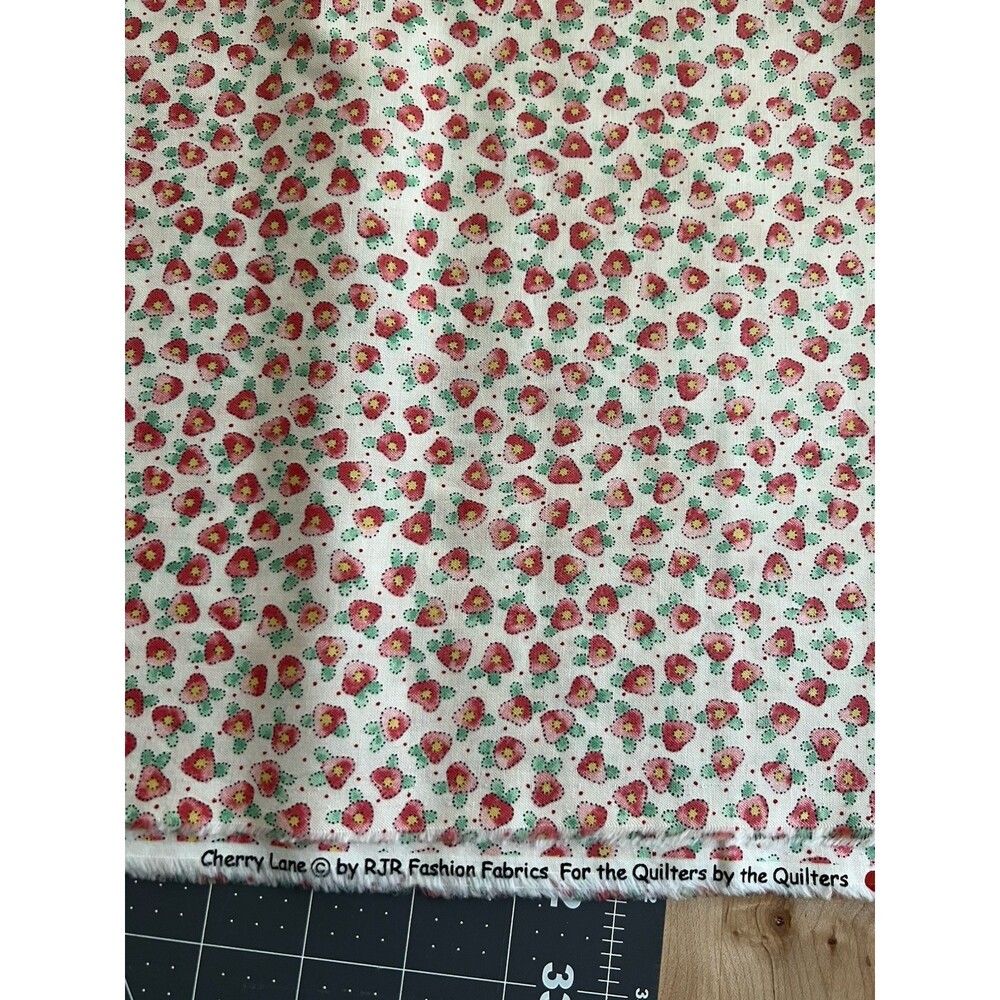 Quilting Cotton "Cherry Lane" by RJR Small Red Floral Print on White 2 Yards